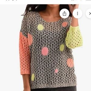 French Kyss Gray Sweater with Neon Accents